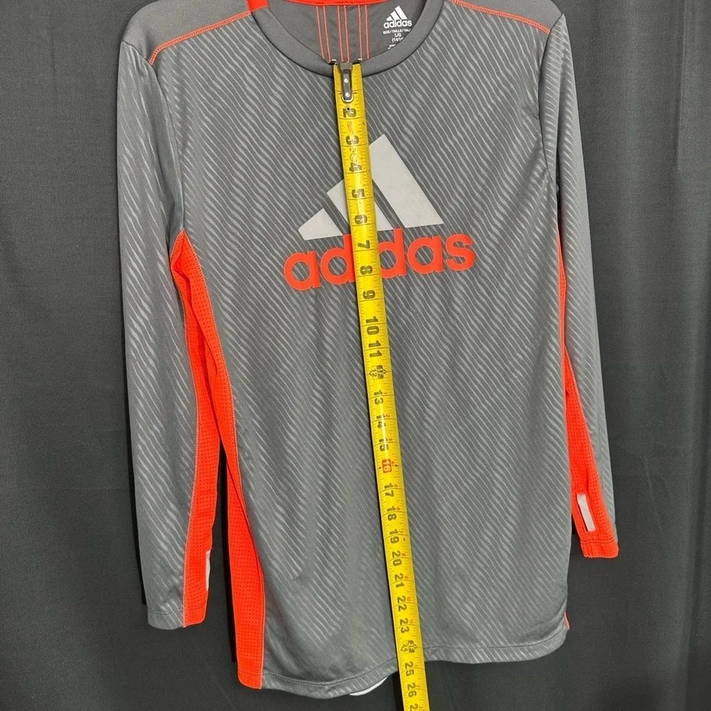 Adidas Gray and Red Long Sleeve Shirt size 14/16 pre owned Exellent condition